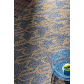 Ted Baker Washed Blue Houndstooth Outdoor Rug