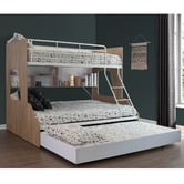 Gigi's Garden White Single Over Double Trio Bunk Bed with Shelves &amp; Trundle