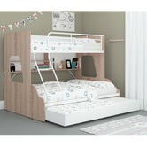 Gigi's Garden White Single Over Double Trio Bunk Bed with Shelves &amp; Trundle