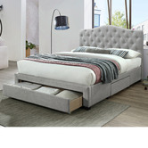 VIC Furniture Grey Kiev Upholstered Bed & Mattress | Temple & Webster