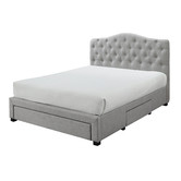VIC Furniture Grey Kiev Upholstered Bed Frame with Storage | Temple ...