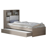 VIC Furniture Quentin King Single Storage Bed with Wall &amp; Tower Bookcase
