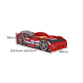 Gigi's Garden Yasin Adjustable Racing Car Bed with Long Single Mattress