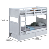 Gigi&#039;s Garden Lincoln Single Rubberwood Bunk Bed with Drawers