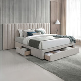 Gigi's Garden Audree Upholstered Queen Bed with Storage Drawers &amp; Mattress