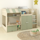 Gigi's Garden Sage Green Naomie Single Loft Bed with Mattress