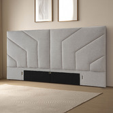 Gigi's Garden Oat White Clair Oversized Upholstered Bedhead