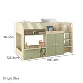 Gigi's Garden Sage Green Naomie Single Loft Bed with Mattress