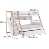 Gigi's Garden Evan Single Over Double Bunk Bed with Shelf &amp; Single Trundle