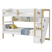 Gigi's Garden Evan Single Bunk Bed with Shelves &amp; Staircase