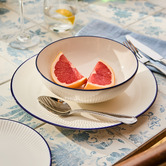 Casa Domani 12 Piece Cafe Blue Porcelain Coupe Dinner Set