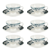 Casa Domani Rosetta 200ml Teacups &amp; Saucers