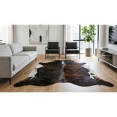 All Natural Hides and Sheepskins Chocolate &amp; White Brindle Natural Cowhide Rug