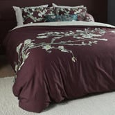 Bedding House Dark Red Blossom Cotton Sateen Quilt Cover Set