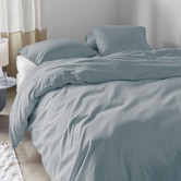 Bedding House Blue Grey Summer Cotton Satin Quilt Cover Set