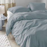 Bedding House Blue Grey Summer Cotton Satin Quilt Cover Set