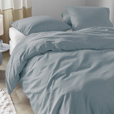 Bedding House Blue Grey Summer Cotton Satin Quilt Cover Set