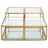 Harper &amp; Hindley Brushed Gold Lorenza Glass-Top Coffee Table