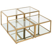 Harper &amp; Hindley Brushed Gold Lorenza Glass-Top Coffee Table