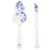 Pip Studio 2 Piece White &amp; Blue Royal Cake Knife &amp; Server Set