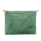 Pip Studio Green Rectangular Quilted Velvet Cosmetic Pouch