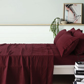 Vintage Design Merlot French Linen Sheet Set