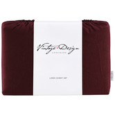 Vintage Design Merlot French Linen Sheet Set
