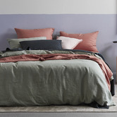 Vintage Design Sage Linen Quilt Cover Set