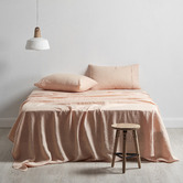 Vintage Design Cuffed &amp; Piped Linen Sheet Set