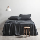 Vintage Design Cuffed &amp; Piped Linen Sheet Set
