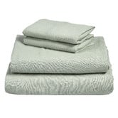 Vintage Design Cuffed &amp; Piped Linen Sheet Set