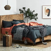 Vintage Design Cuffed &amp; Piped Linen Sheet Set