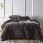 Vintage Design Storm Grey Cotton Velvet Quilt Cover Set