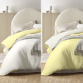 Vintage Design White Butter Hugo Cotton Gauze Reversible Quilt Cover Set