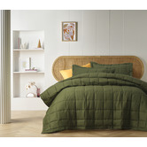 Vintage Design Olive French Linen Coverlet Set