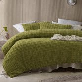 Vintage Design Cacti Green Parquet Cotton-Blend Quilt Cover Set