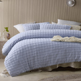 Vintage Design Snooze Blue Parquet Cotton-Blend Quilt Cover Set