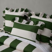Vintage Design Green Stripe Candy Ruffle Cotton Quilt Cover Set