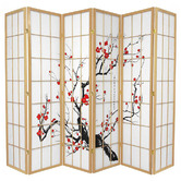Storage Co 6 Panel Cherry Blossom Room Divider Screen