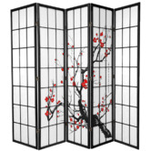 Storage Co 5 Panel Cherry Blossom Room Divider Screen
