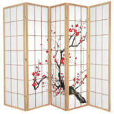 Storage Co 5 Panel Cherry Blossom Room Divider Screen