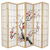 Storage Co 6 Panel Cherry Blossom Room Divider Screen