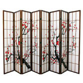 Storage Co Cherry Blossom 8 Panel Rice Paper Room Divider