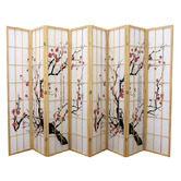 Storage Co Cherry Blossom 8 Panel Rice Paper Room Divider
