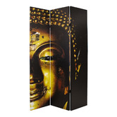 Storage Co 3 Panel Gold Buddha Canvas Room Divider