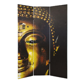 Storage Co 3 Panel Gold Buddha Canvas Room Divider