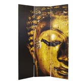 Storage Co 3 Panel Gold Buddha Canvas Room Divider
