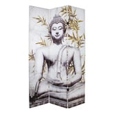 Storage Co 3 Panel Sitting Buddha Canvas Room Divider