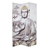 Storage Co 3 Panel Sitting Buddha Canvas Room Divider