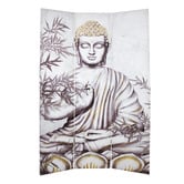 Storage Co 3 Panel Sitting Buddha Canvas Room Divider